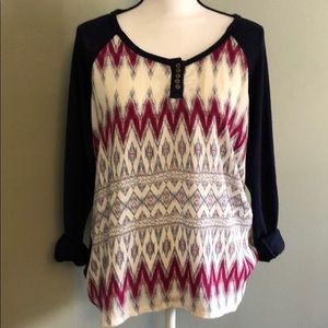 Rewind top with 3/4 length sleeve